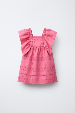 ZARA ПЛАТЬЕ С ВЫШИТЫМИ ЦВЕТАМИ, КЛУБНИЧНЫЙ