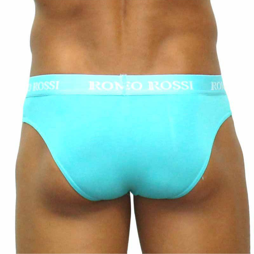 Мужские трусы слипы c резинкой Romeo Rossi бирюзово-голубые RR2006-11