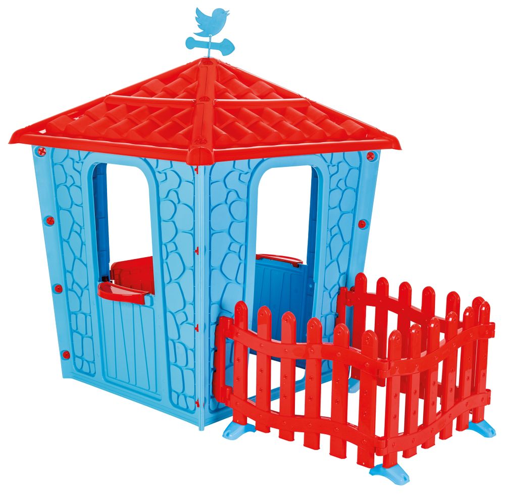 Детский домик с забором голубой
