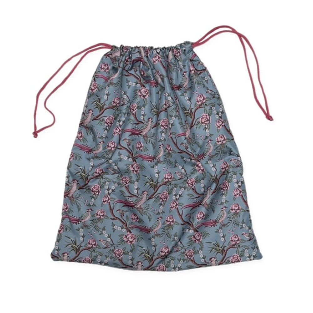 Мешок для хранения вещей "Райские птицы", фон тиффани, на шнурке, 33х37 см