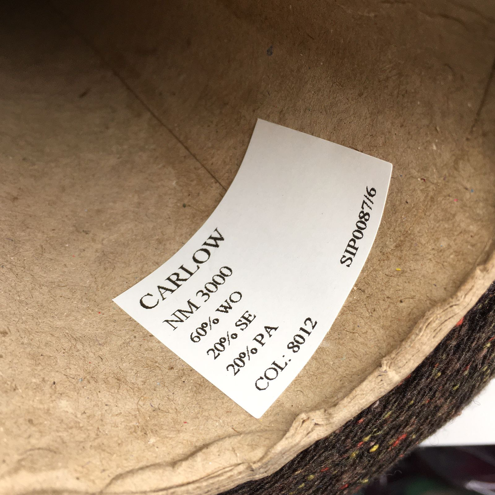CARLOW - Tweed Seta; 60% шерсть, 20% буретный шёлк, 20% п/а; 300м/100гр; Твид; col. 8012, цвет: коричневый с цветными вкраплениями. Только мал. Бобинки 154гр
