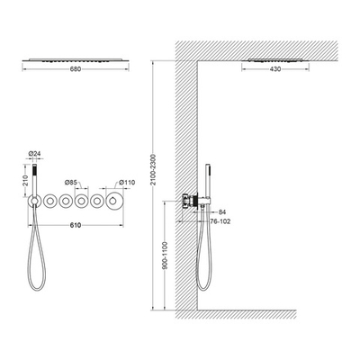 Душевая система Timo Saona SX-2319/18SM скрытого монтажа с термостатом, черное золото