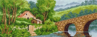 "Домик у моста"-0867 канва с рисунком