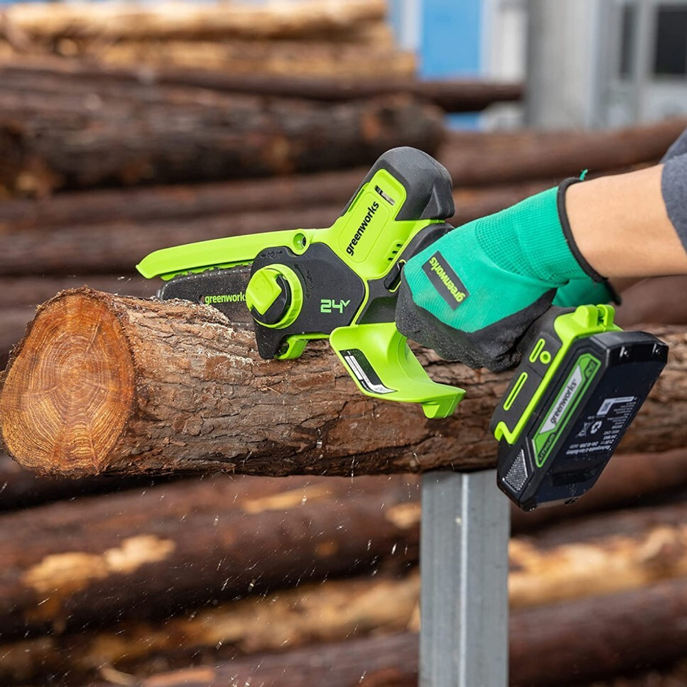 Пила аккумуляторная Greenworks G24MCS10 24V 10см без АКБ и ЗУ