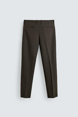 ZARA БРЮКИ ЧИНОС ИЗ 100% ШЕРСТИ ORIGINS, ТЕМНО-КОРИЧНЕВЫЙ