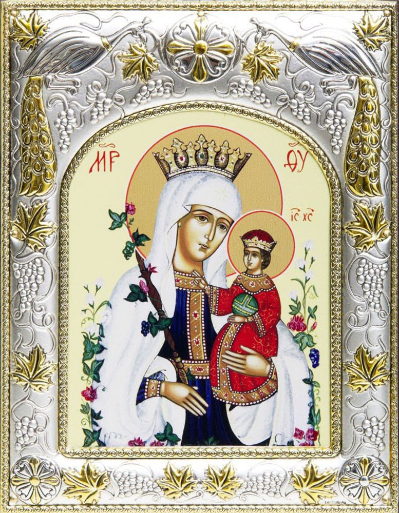 Серебряная икона Божья Матерь Неувядаемый Цвет 18x14см