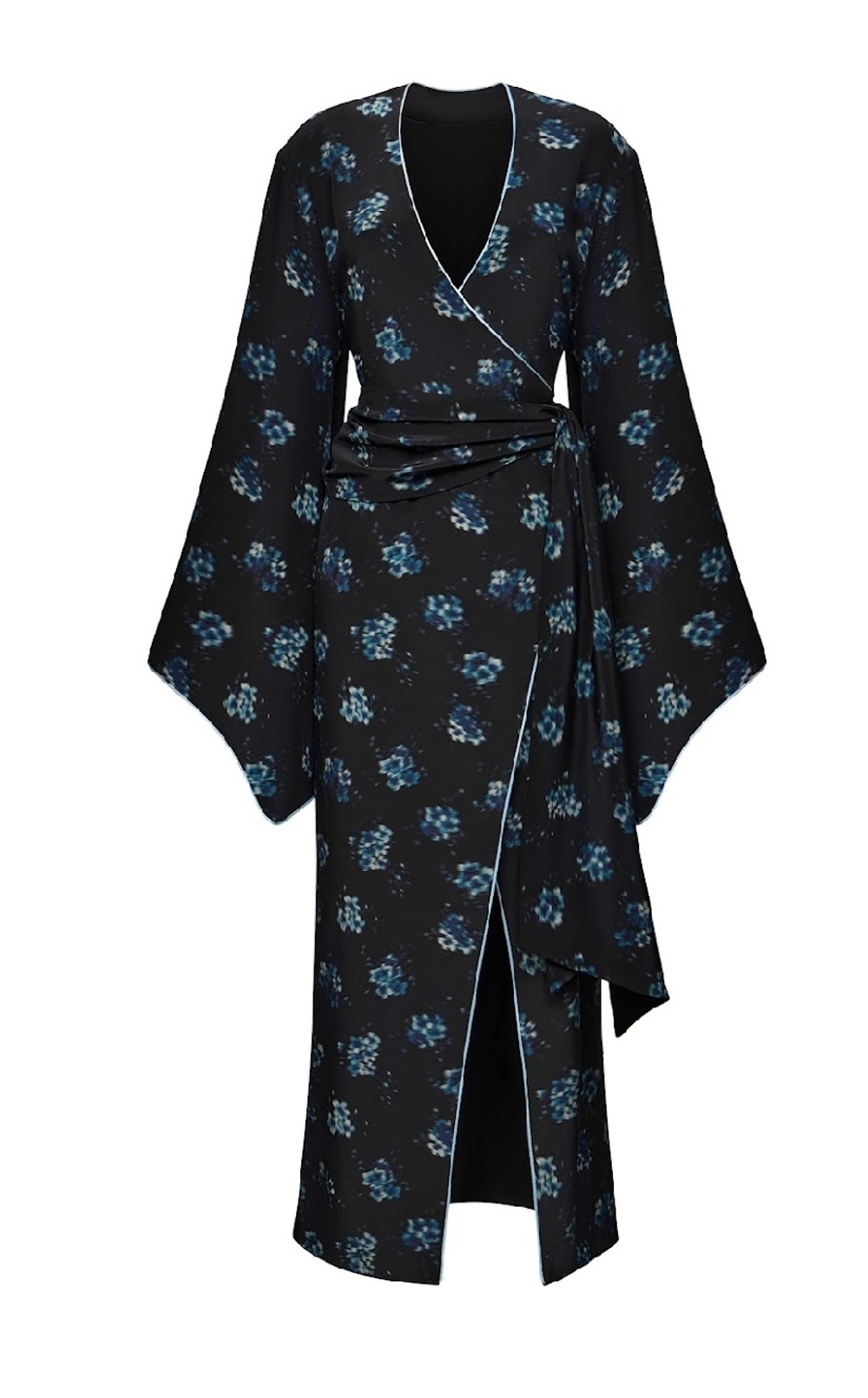 Pola maxi, платье макси из черного крепдешина со средним цветочным принтом