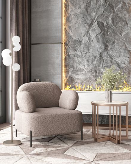 Журнальный столик Алиада 55х55 см светлая керамика сталь шампань