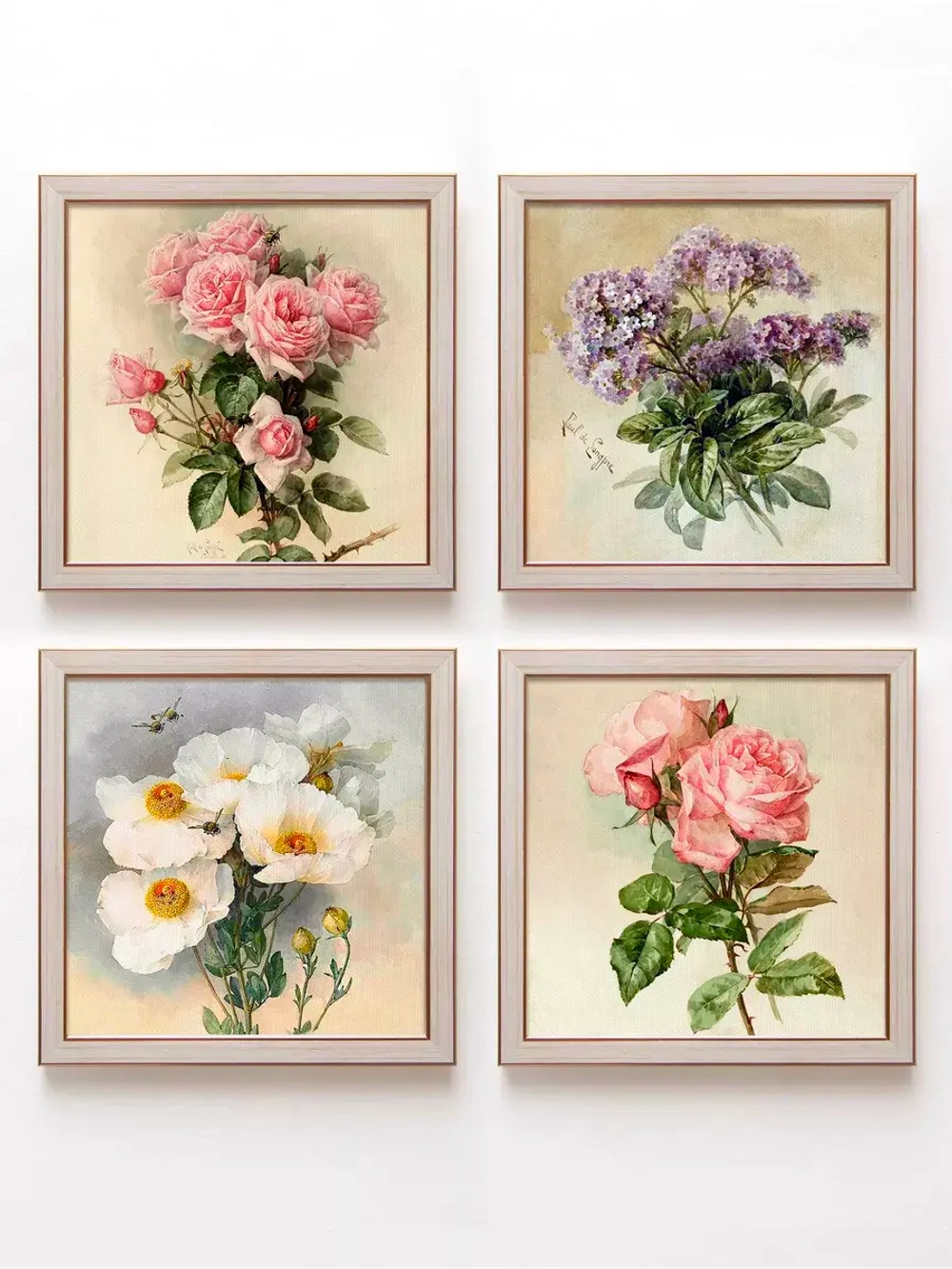 Картины на стену интерьерная на холсте 4 шт, 23*23 см