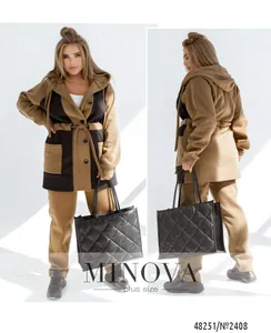 Костюм 2408-бежевый-черный Minova