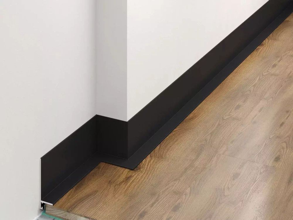 Микроплинтус micro-L MAX черный анодированный, 2450x16,2x35,6 мм