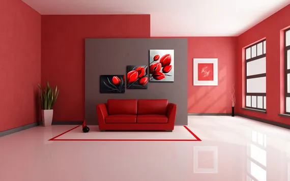 Модульная картина "Красные бутоны"