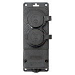 Роз. (колодка) двухмест. с защит. крышками каучуковая 230В 2P+PE 16A IP44 EKF PRO