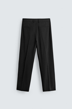 ZARA КОСТЮМНЫЕ БРЮКИ С ШЕРСТЬЮ, ЧЕРНЫЙ