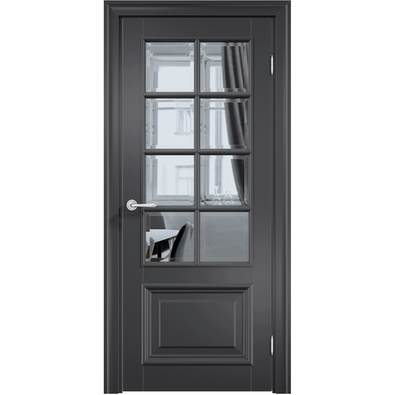 Фото межкомнатной двери эмаль Дверцов Брессо 5 цвет сигнальный чёрный RAL 9004 остеклённая