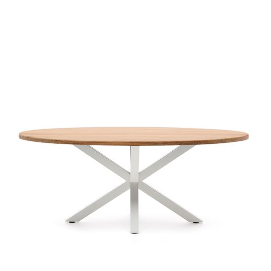 Овальный стол ARYA Argo из массива акации, белые стальные ножки 200x100