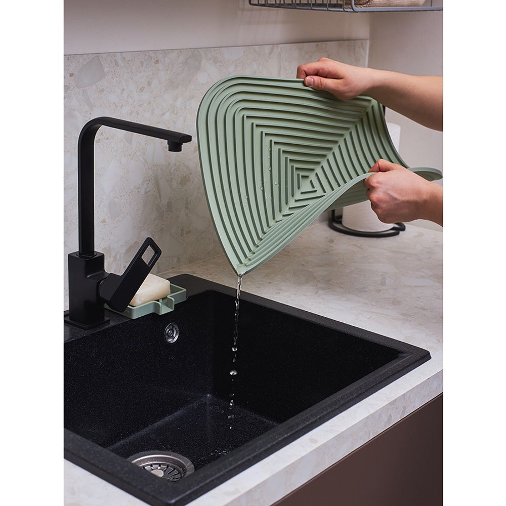 Коврик для сушки посуды Dry Flex, 34,6х44,6 см, шалфей