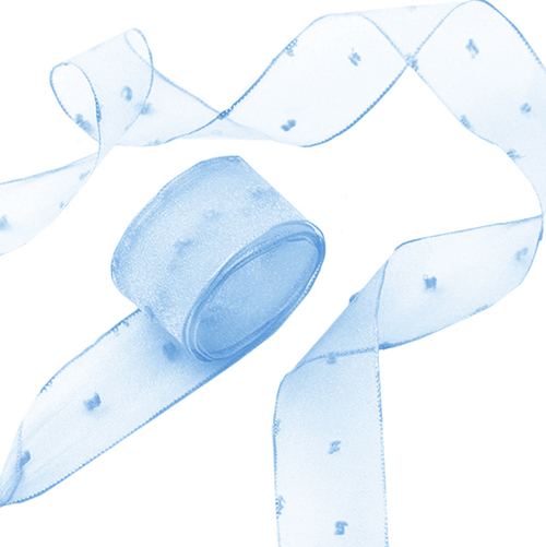 Лента декоративная Воздушные точки, Голубой 4 см