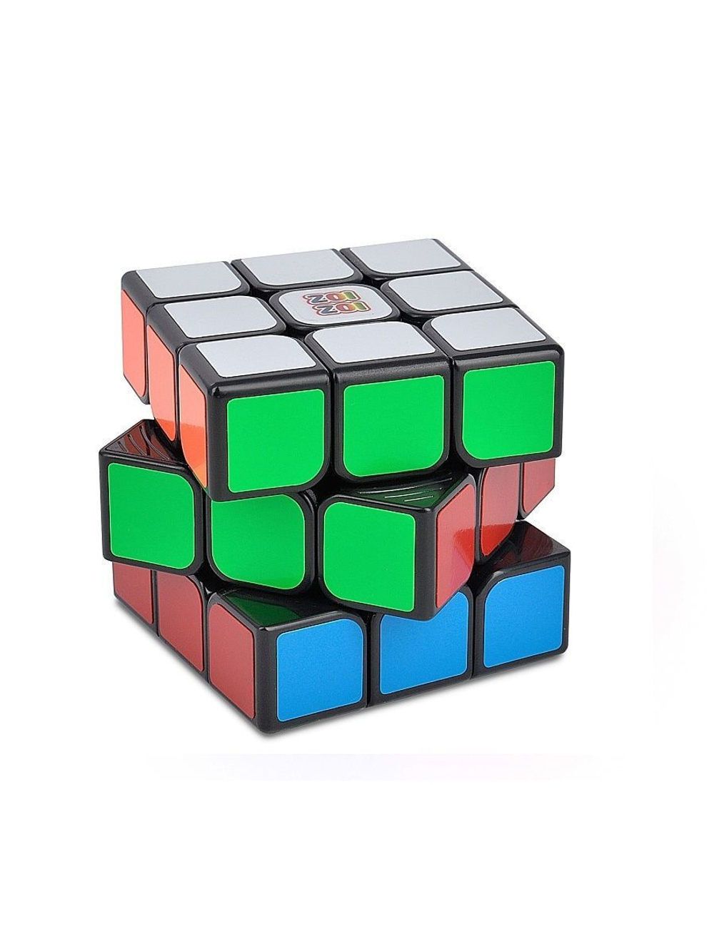 Игрушка Куб 3x3 черный с цветными наклейками, скоростной, с подставкой и инструкцией по сборке.