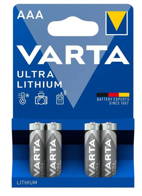 Батарейка Varta Ultra Lithium AAA/FR10G445 , ( 4 ) шт. в блистере, 06103301404