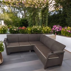 Угловой диван Yalta Corner Set под ротанг для лаунж зоны  с подушками на сиденье