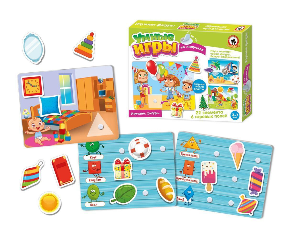 Настольная игра Умные игры на липучках. "Изучаем фигуры"