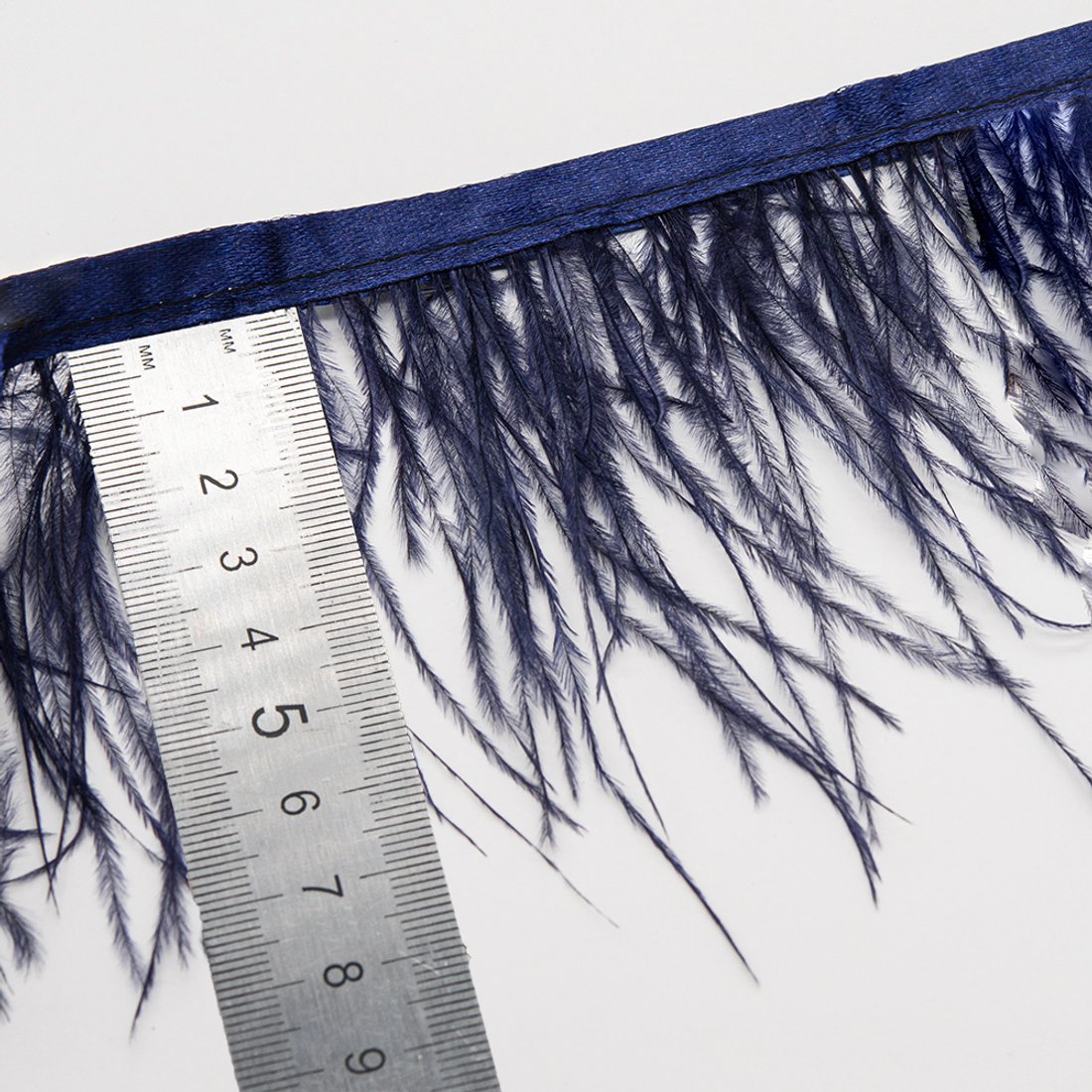 Страусиные перья на ленте, оттенок "Синий"