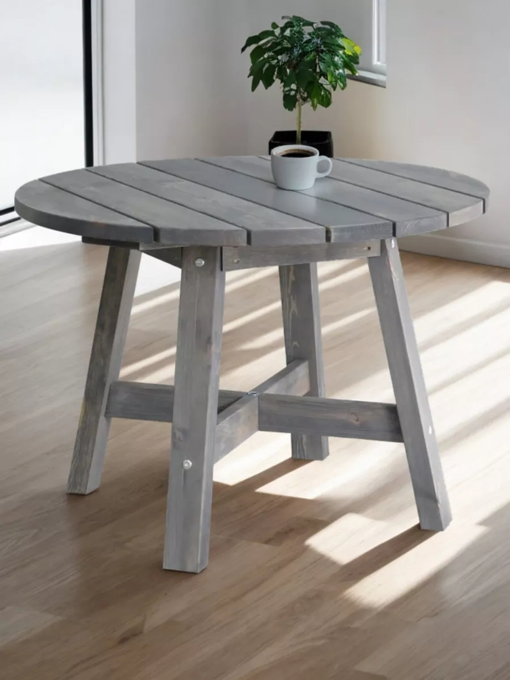 Стол круглый деревянный садовый Ойвинд, графит