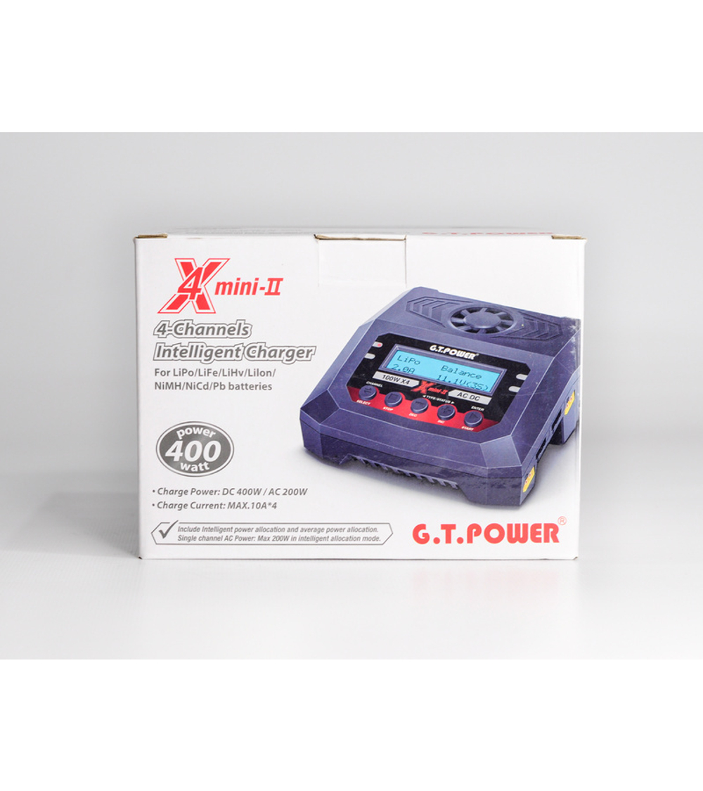 Универсальное зарядное устройство G.T.Power X4MINI 200 W Dual Power 19-26/220В, 10Aх4
