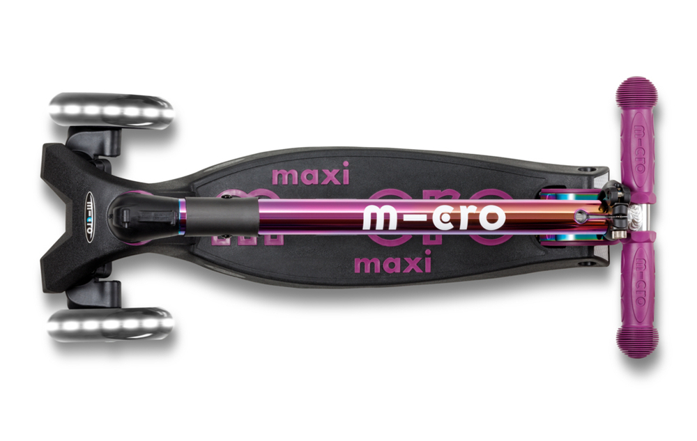 Самокат Maxi Micro Deluxe LED складной, неохром сиреневый