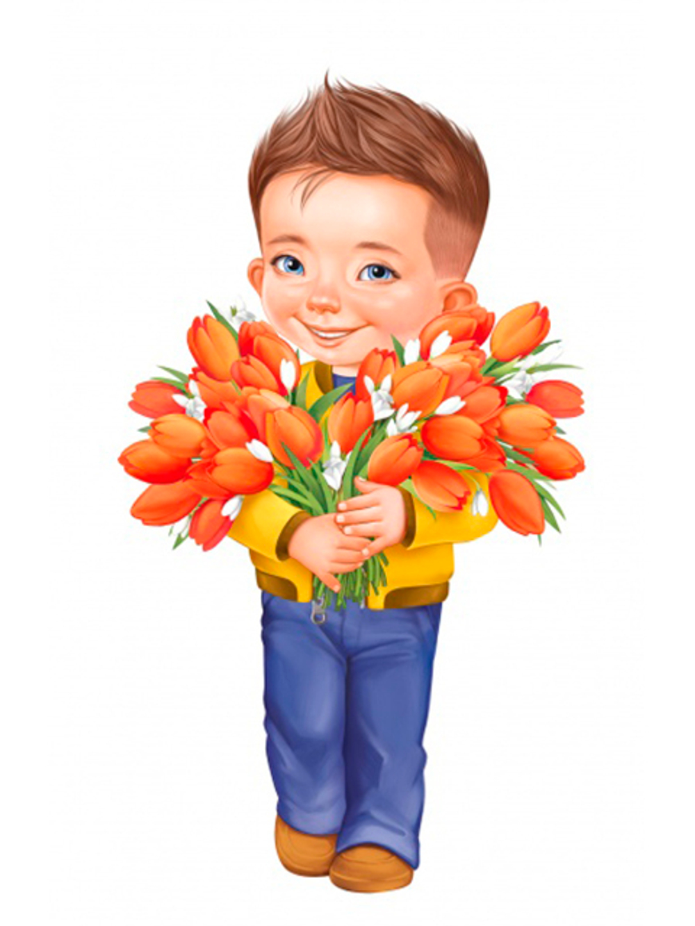 Плакат"Мальчик с тюльпанами"