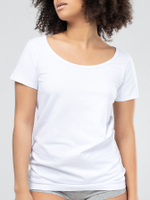 Футболка свободного кроя с красивым круглым вырезом (Размер: M) (Цвет: серый меланж)