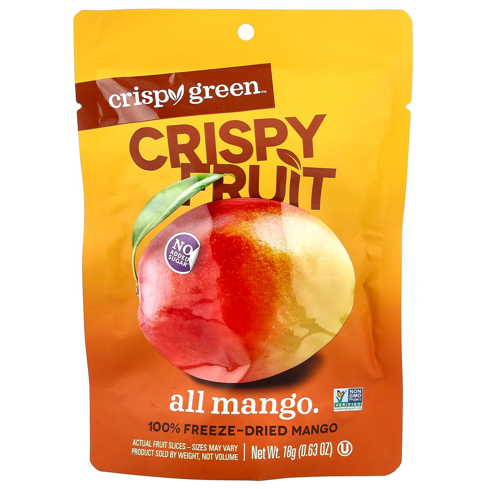 Crispy Green, хрустящие фрукты, манго, 4 пакетика по 18 г (0,63 унции)