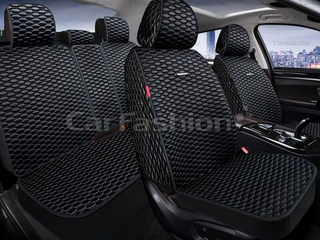 Накидки сидений ПОЛНЫЙ CarFashion (кт) -«ATLAS PLUS» 27346 -Шелк иск черный/черный/синий