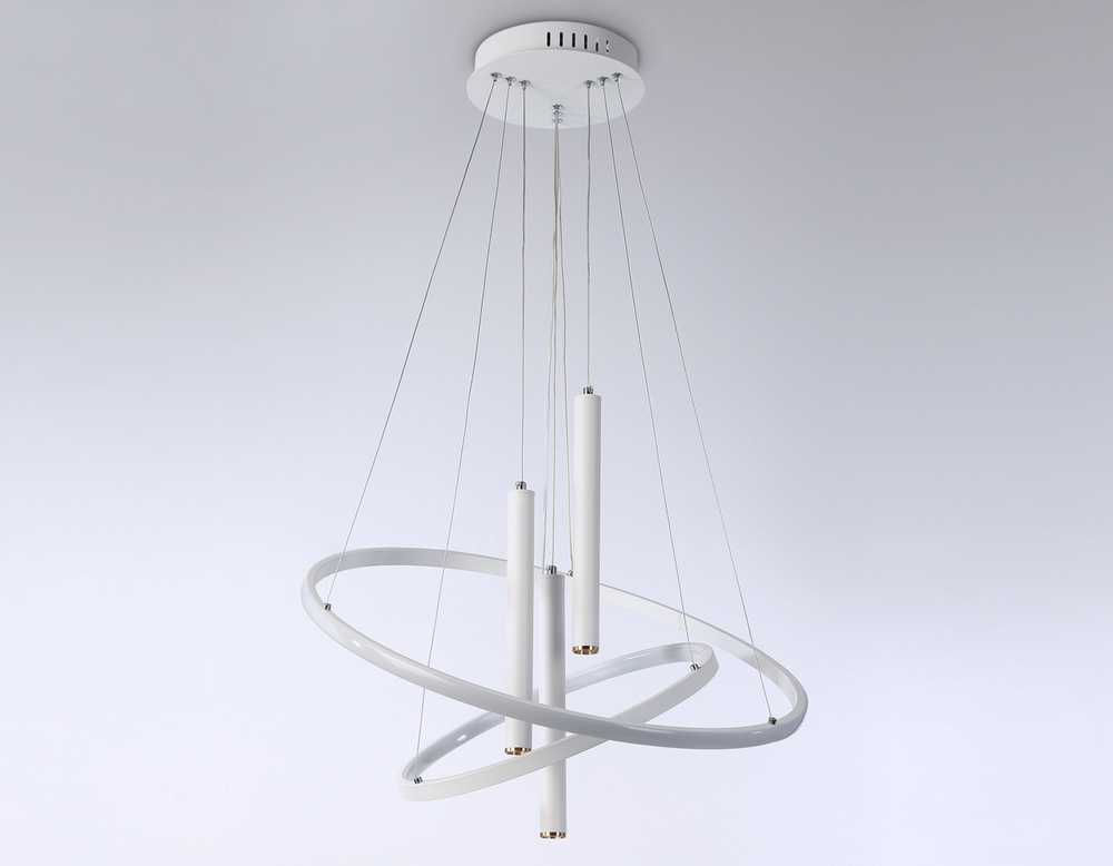 Светильник светодиодный подвесной с пультом FL5371/2+3 WH белый 93W 3000K/4200K/6400K+4200K D600/400*1200 (ПДУ ИК)