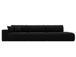 Диван прямой Лига-036 НПБ Модерн Лонг подлокотник слева МИКРОВЕЛЬВЕТ Черный