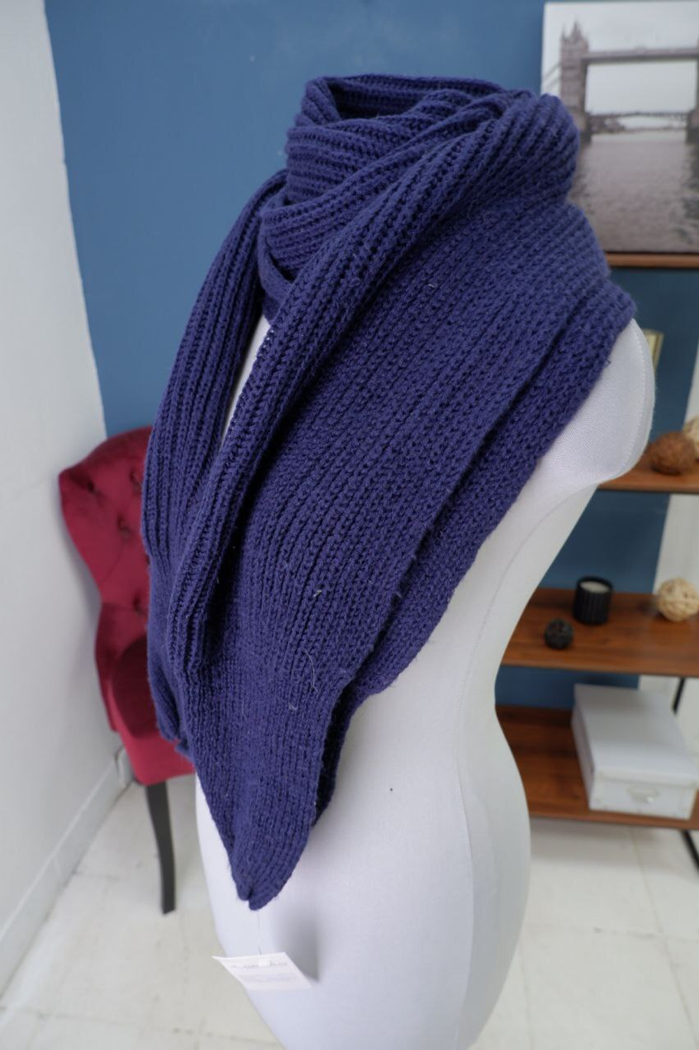 Шарф темно-синий