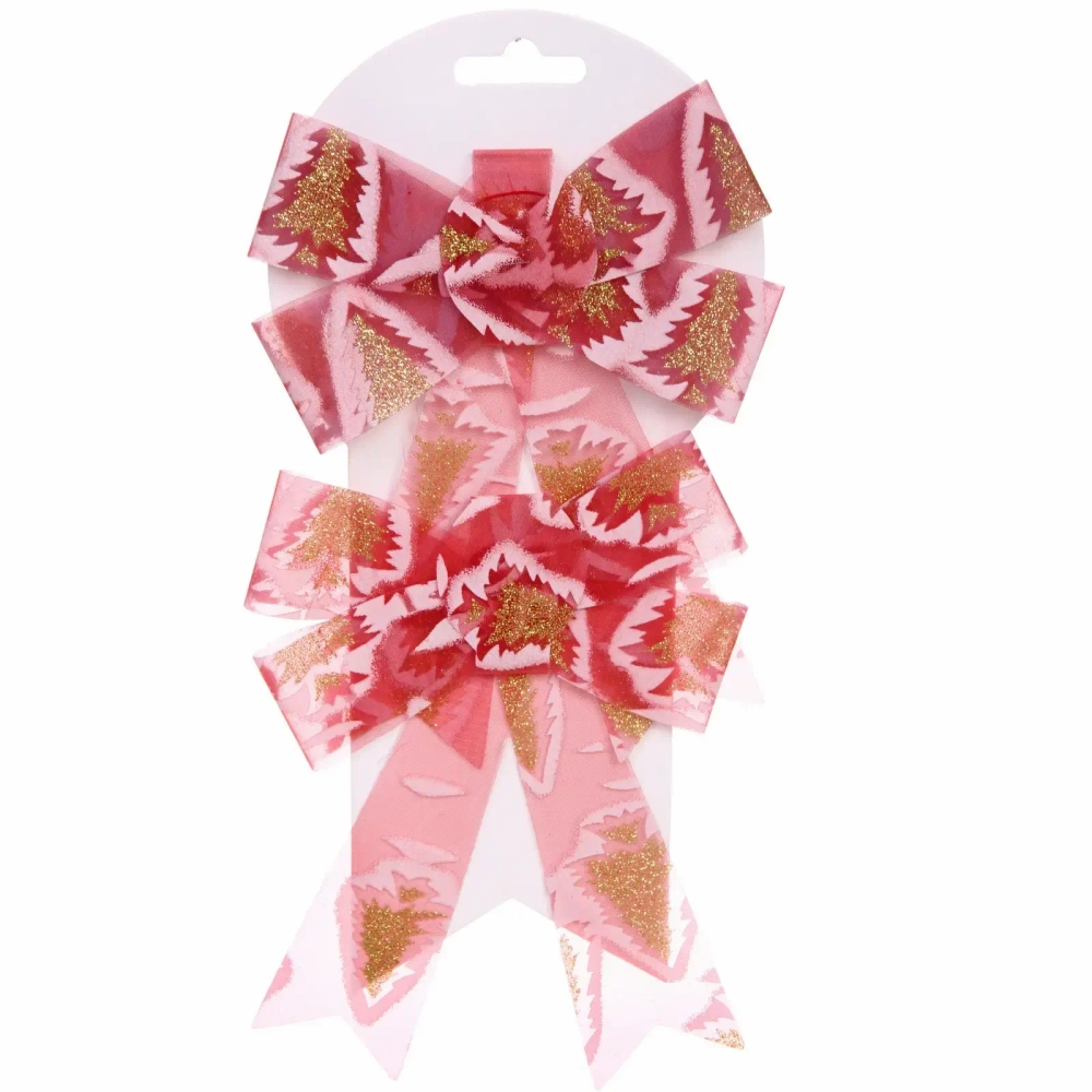 Бант на ёлку «Очарование» 14*18 см (набор 2 шт), Красный