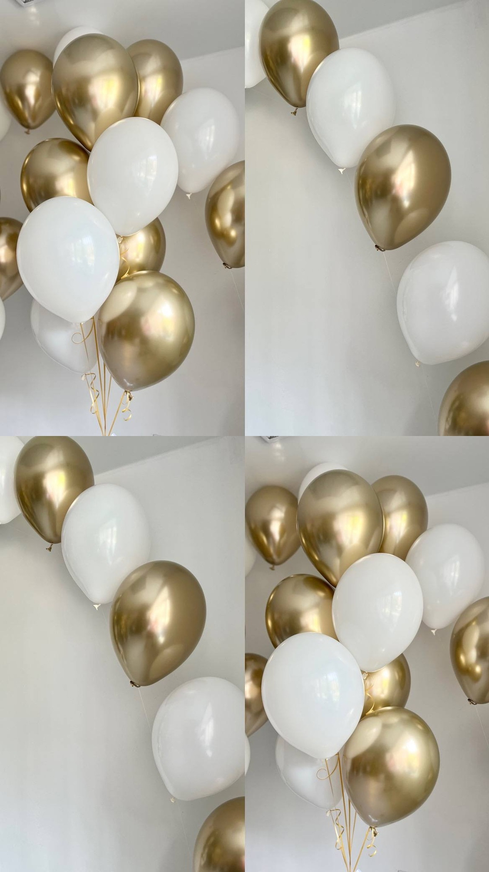 Арка из шаров на леске хром золото/белый №3542