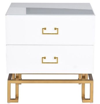 KFG085 Тумба 2 ящика белая/золото 55*40*58см