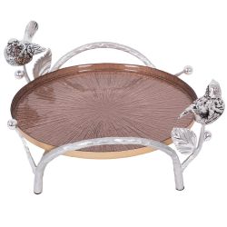 Фруктовница-конфетница Терра (поднос) Античное серебро Шоколадный