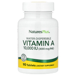 NaturesPlus, водорастворимый витамин A, 10 000 МЕ (3000 мкг), 90 таблеток