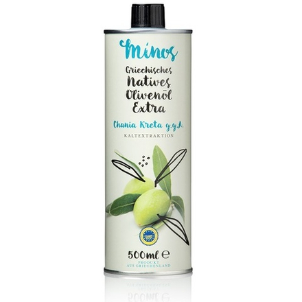 Оливковое масло урожая 2025 MINOS Extra Virgin 500 мл Греция, ж/б (Крит)