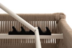 "Ривьера" шезлонг плетеный из роупа, каркас алюминий белый муар, роуп бежевый круглый, ткань бежевая 15052