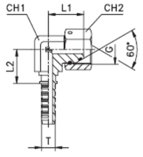 Фитинг DN 16 BSP (Г) 5/8 (90) compact (o-ring)