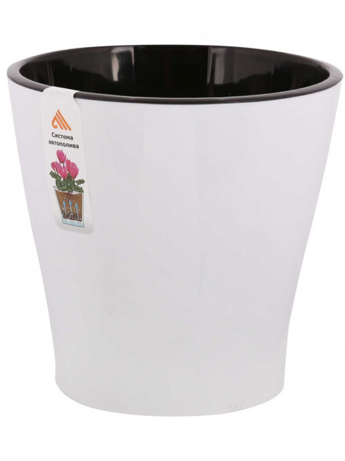 Горшок цветочный Лея 2,2л с авт.поливом, двойной графитовый.М8831