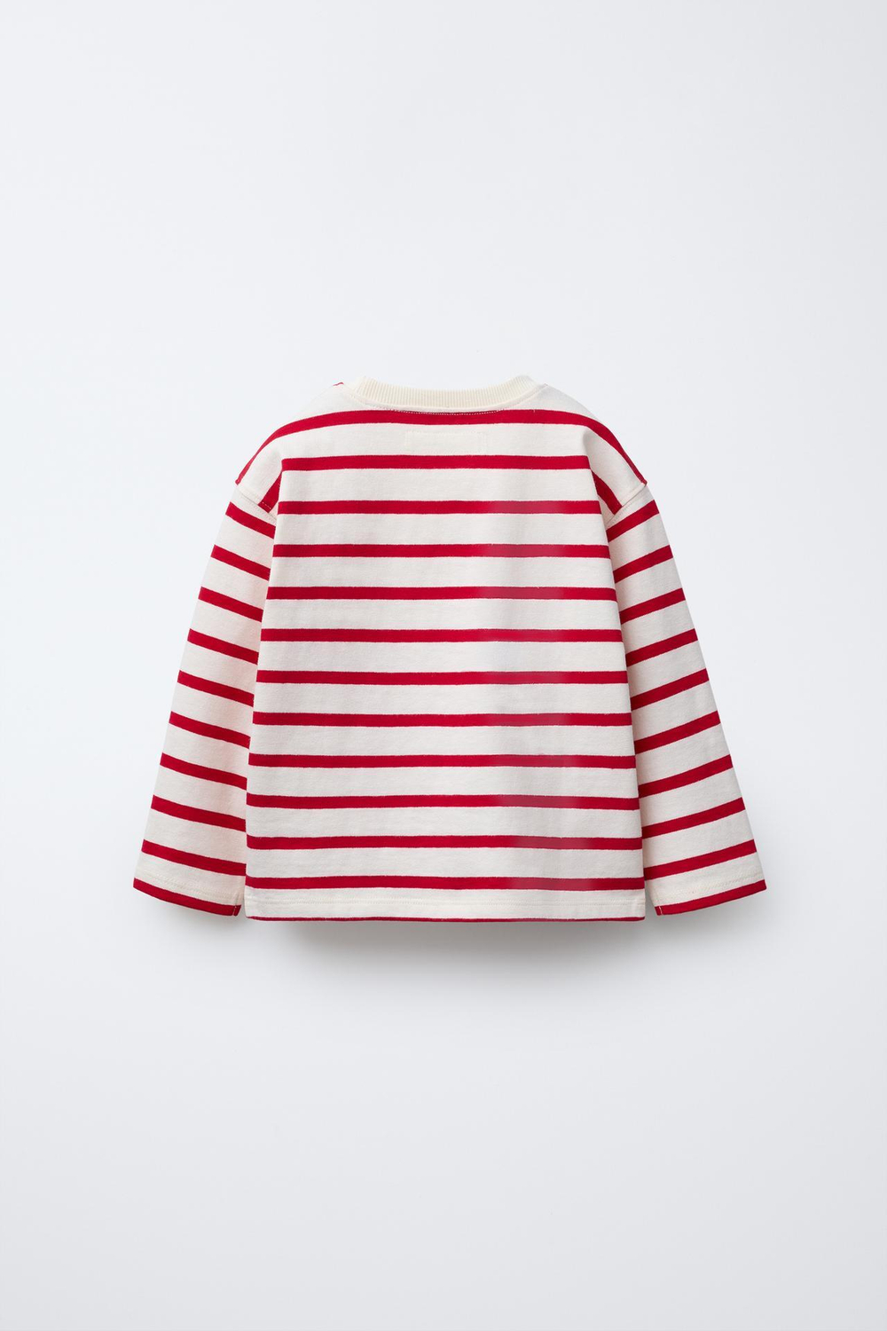 ZARA ЛОНГСЛИВ ИЗ ПЛОТНОГО ТРИКОТАЖА В ПОЛОСКУ С ВЫШИВКОЙ, КРАСНЫЙ