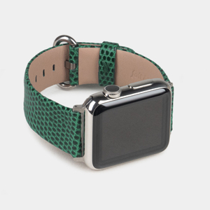 Ремешок для Apple Watch 40/41/42 mm из кожи ящерицы, зеленого цвета
