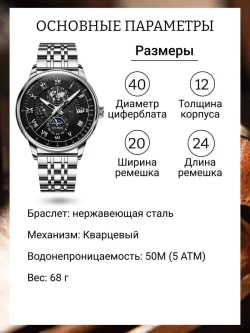 Часы наручные кварцевые POEDAGAR на металлическом браслете, серебристый W9022160-10