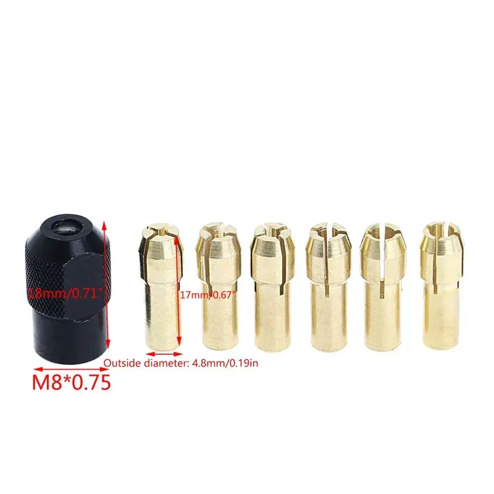7 шт. латунная цанга 1,0/1,6/2,0/2,4/3,0/3,2 + проверка M8*0,75 подходит для вращающихся инструментов